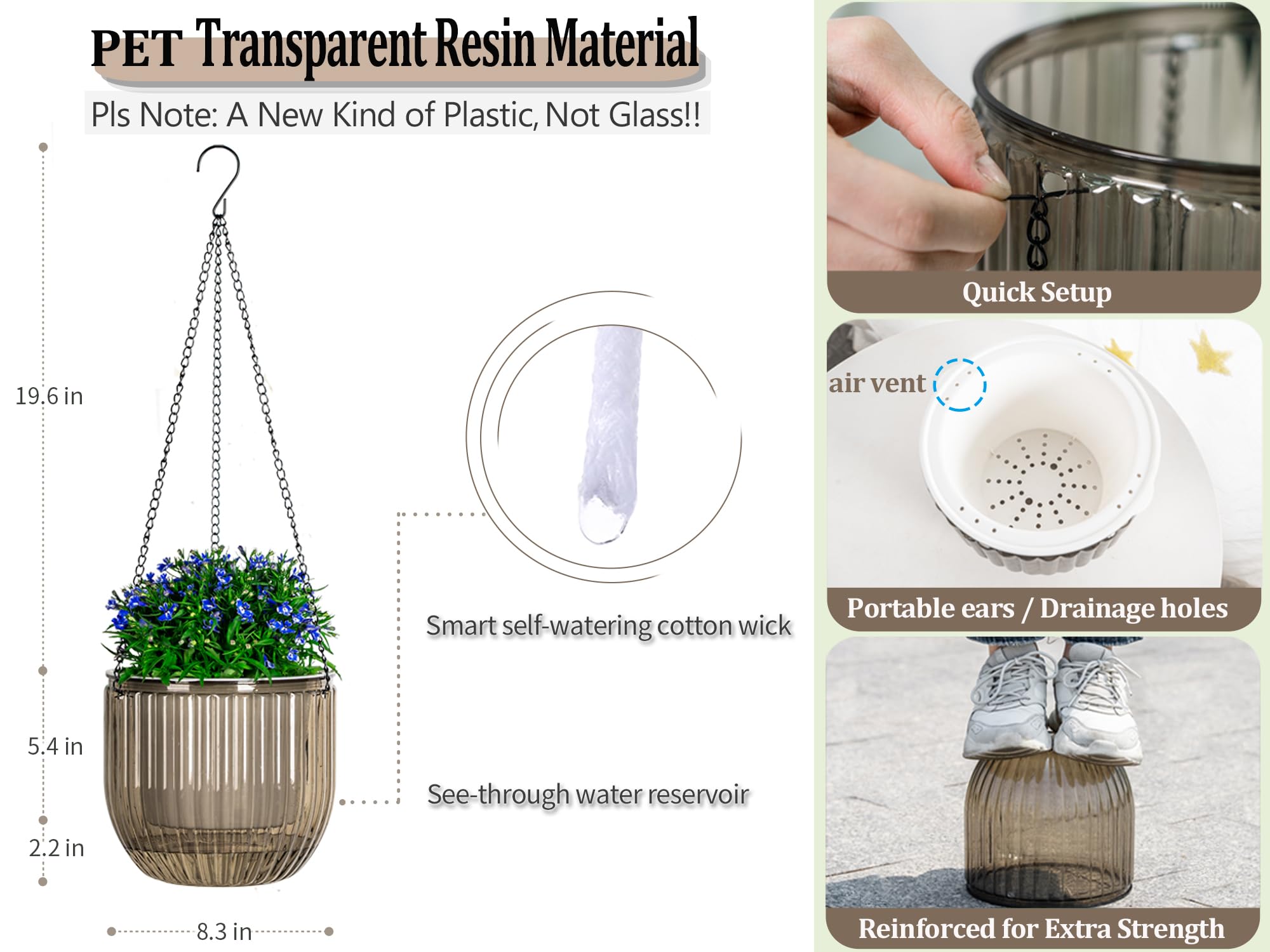 Melphoe hanging planter suits patios and balconies for compact greenery.
