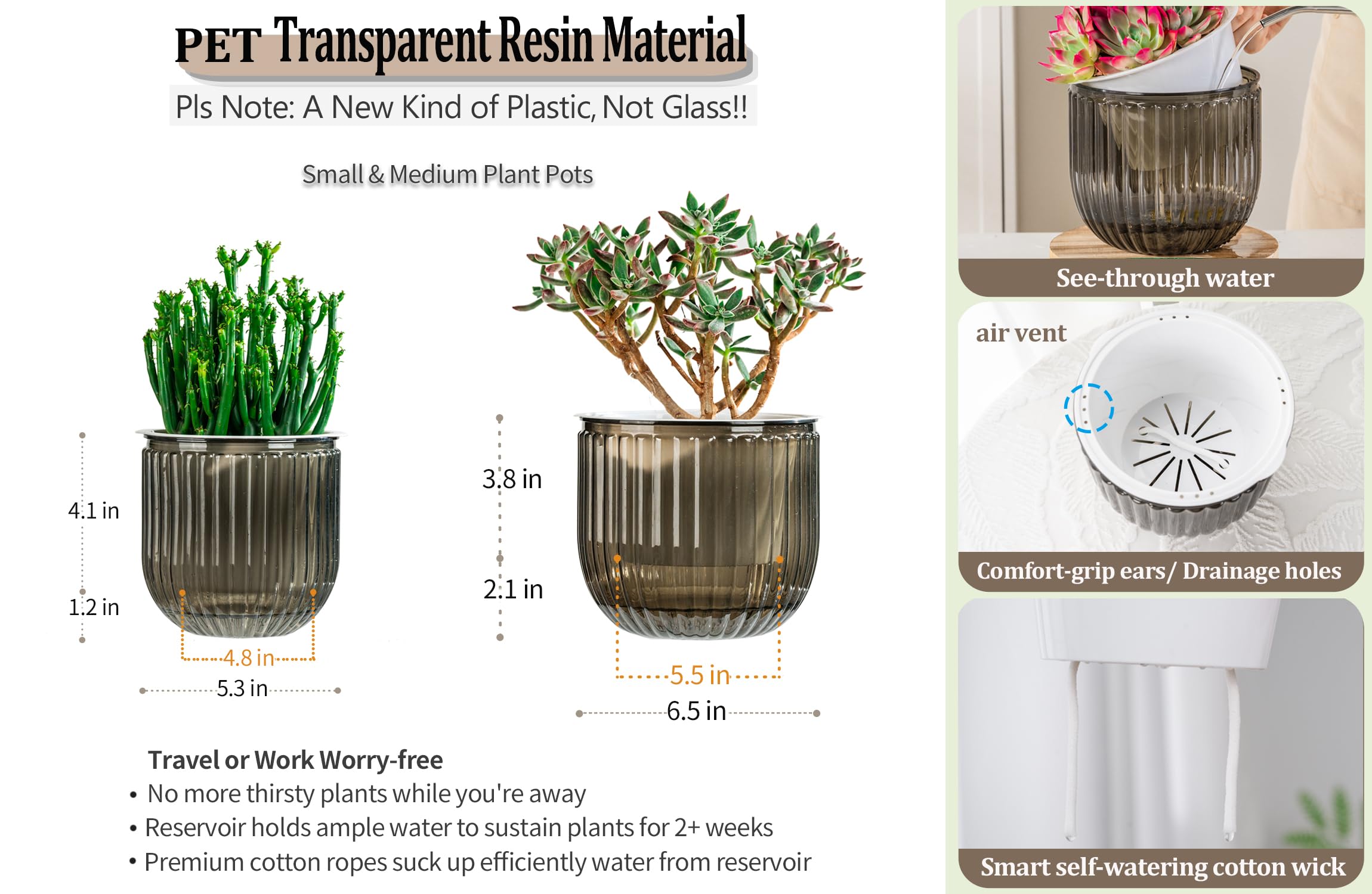 Melphoe self-watering pot two-pack is lightweight and travel-friendly for plant lovers on the go.
