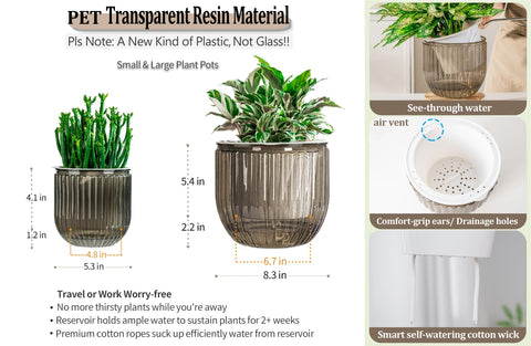 Melphoe self-watering pots featuring drainage holes for healthier roots.