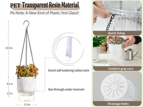 Melphoe white hanging planter with flat bottom suited for desk or shelf