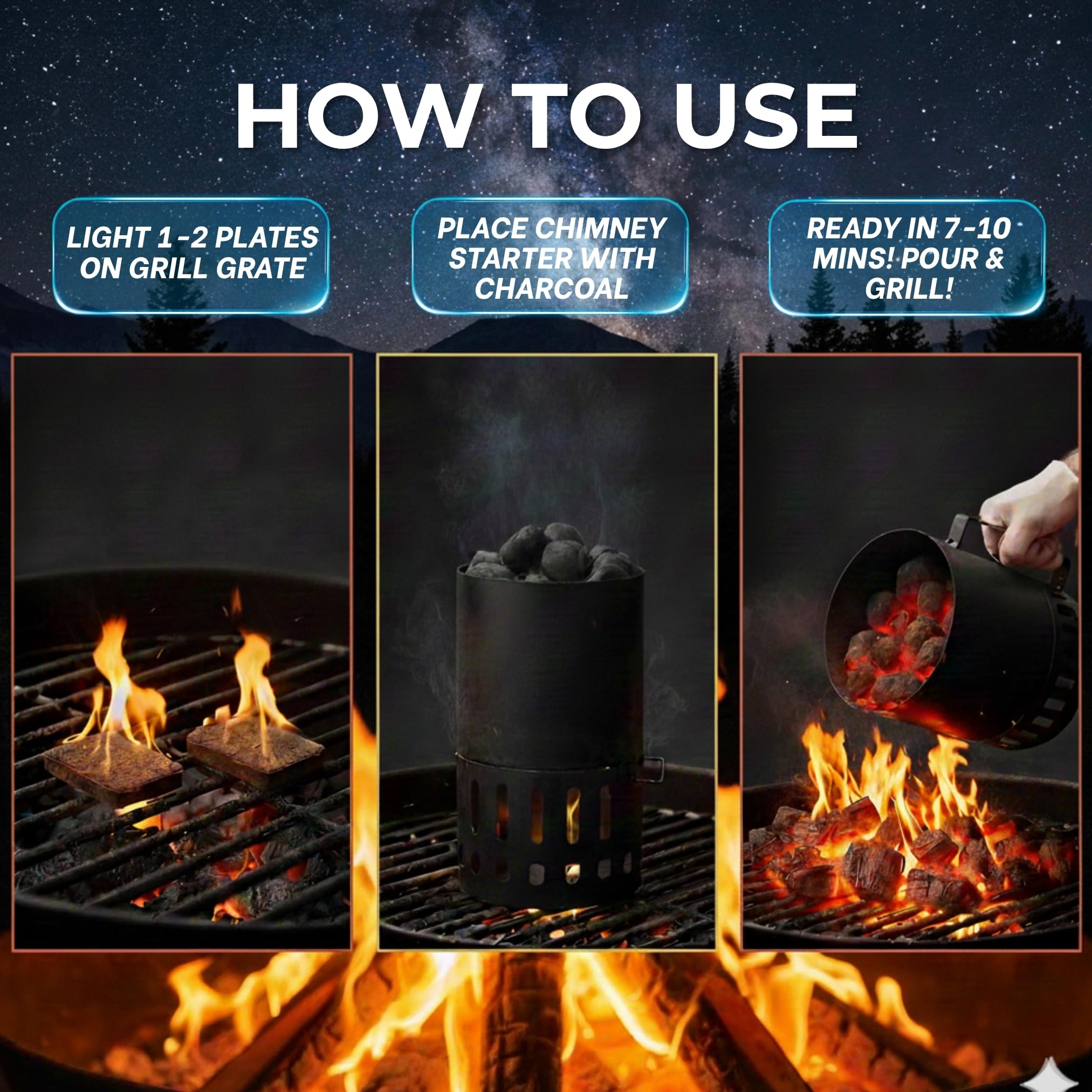 MELTIX fire starters set up a cozy campfire scene