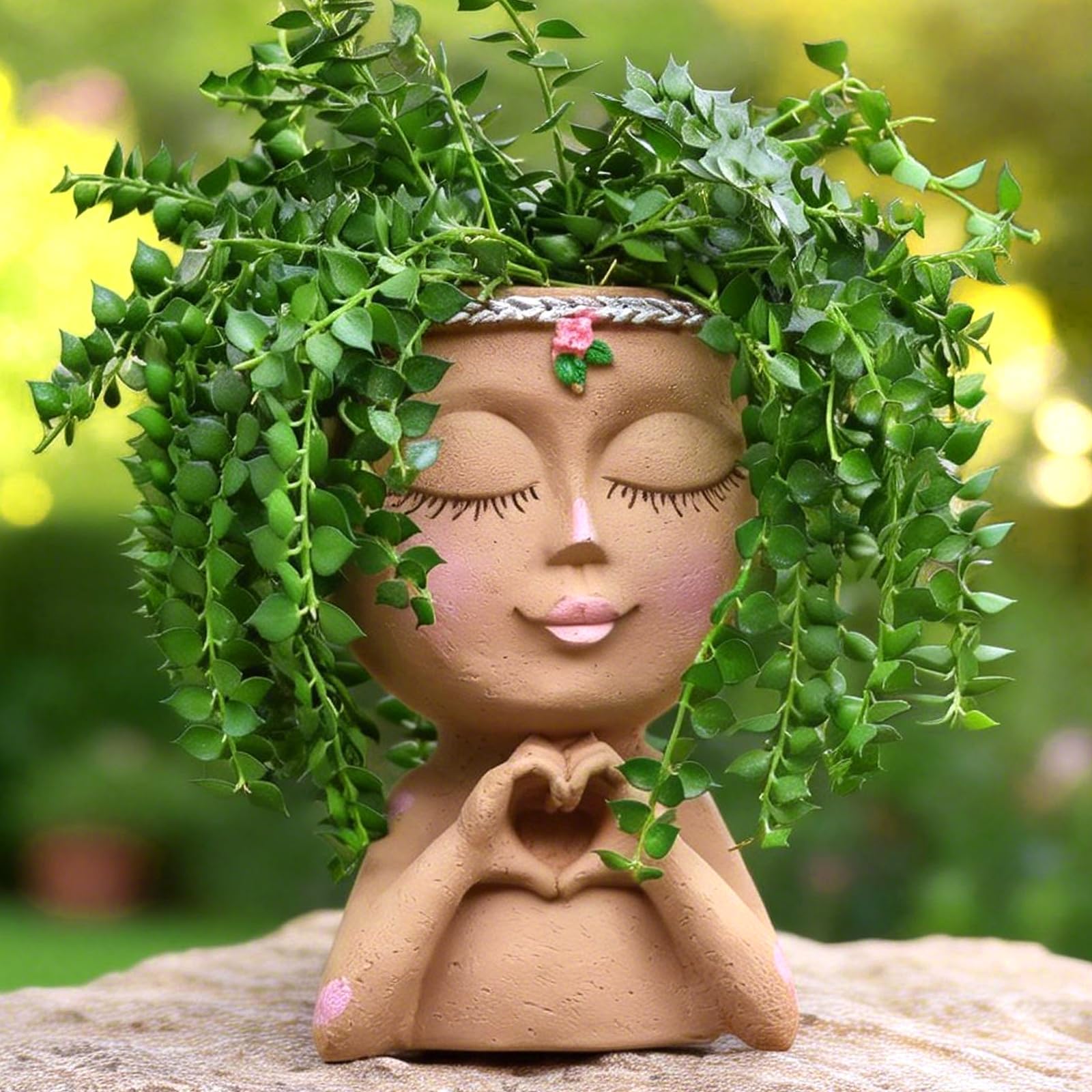 Meltset M Face Planter front view, a charming indoor plant holder for desks