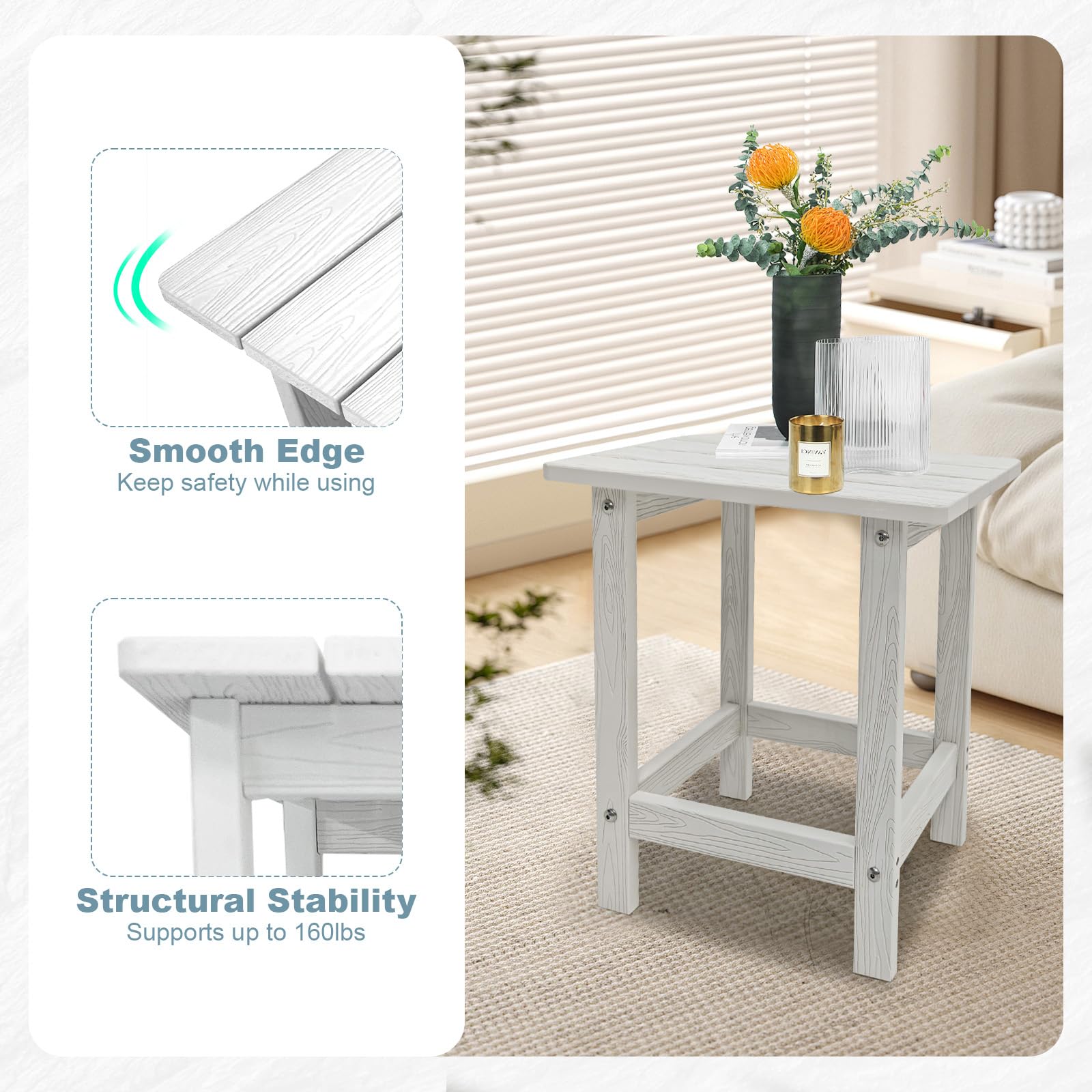 Meluvici Adirondack Side Table easy to clean with damp cloth and mild soap