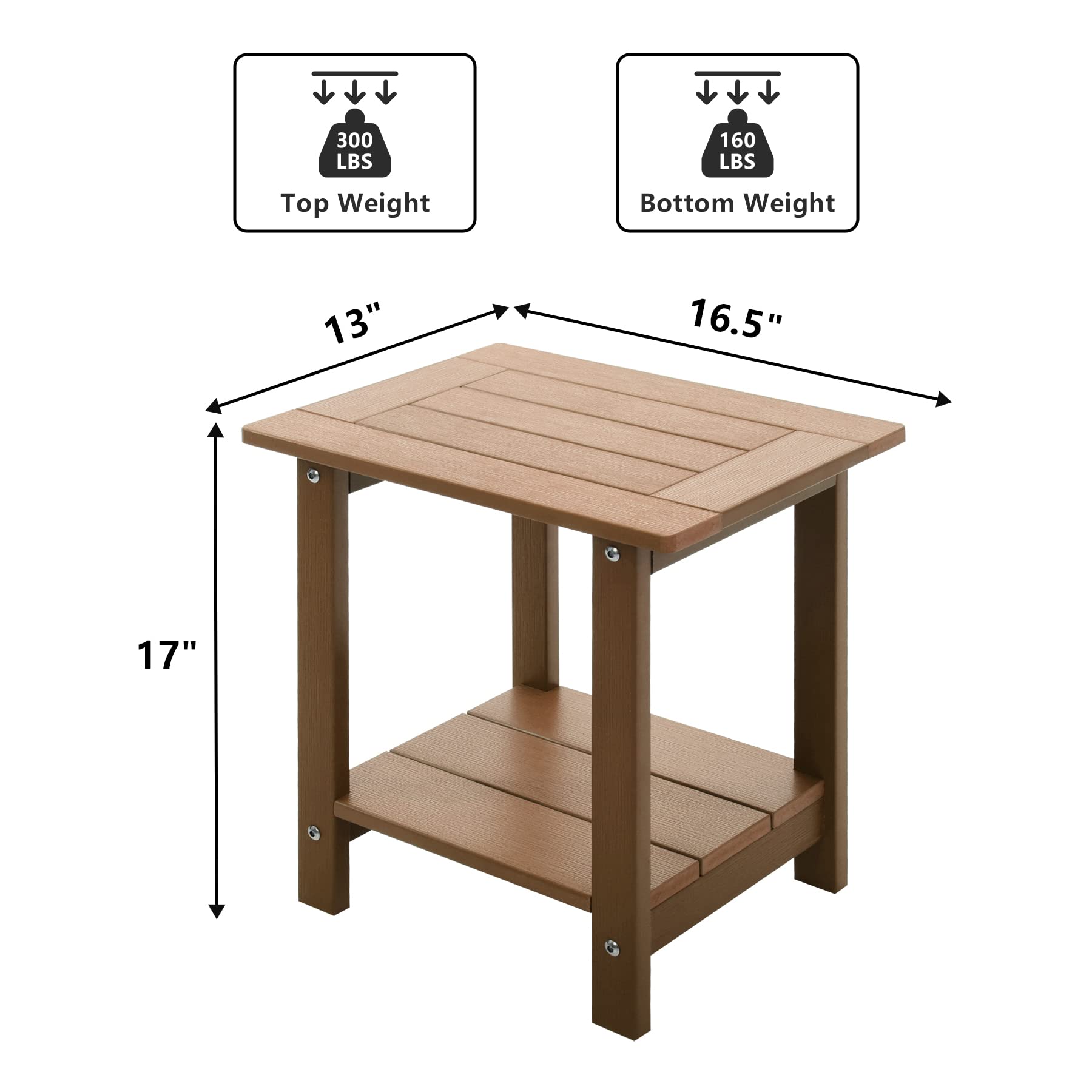 Meluvici Adirondack side table lower storage deck for essentials