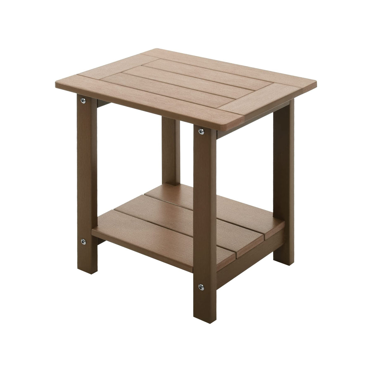 Meluvici double Adirondack side table exterior view with weatherproof look for outdoor use