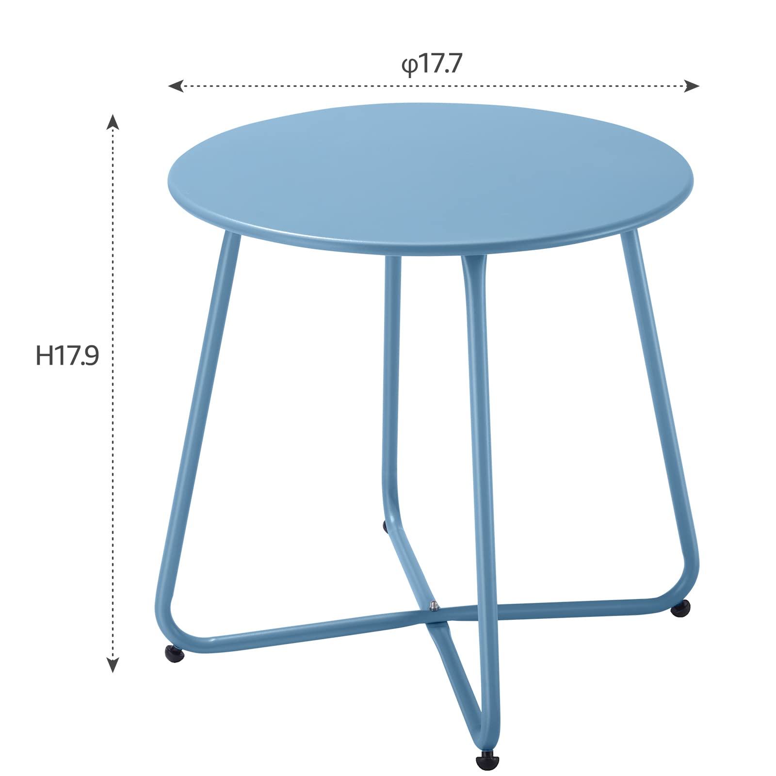 Meluvici blue outdoor end table assembled for a clean modern look.