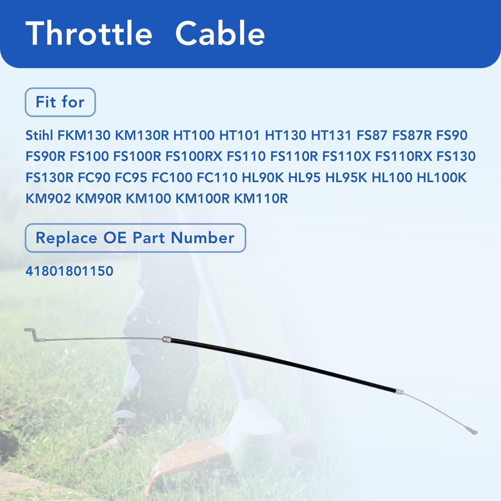 Memiuyelay steel-wire-core throttle cable highlights durability for long-lasting use.