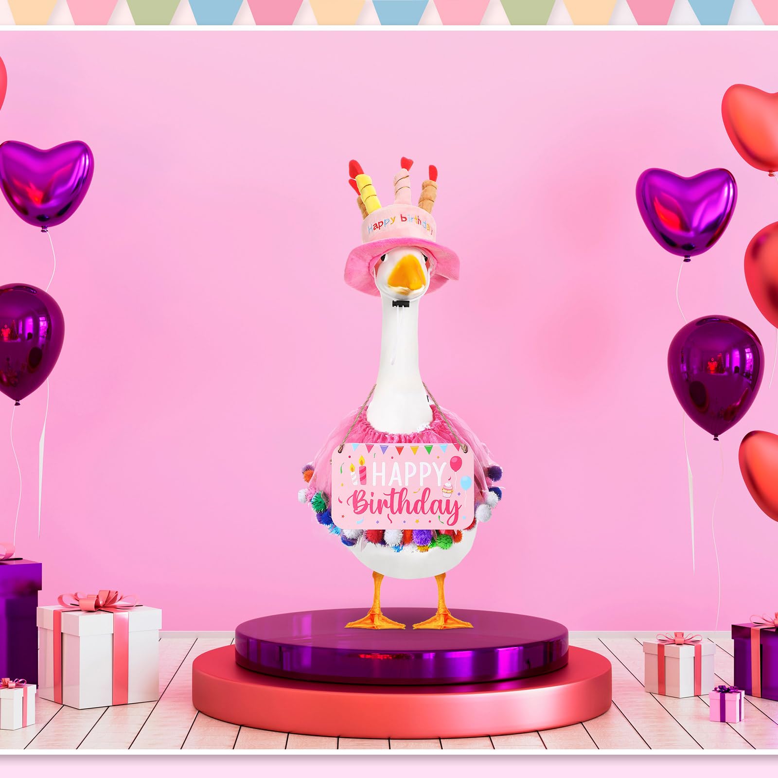 Memorywuu Goose costume set shown on goose for seasonal decoration