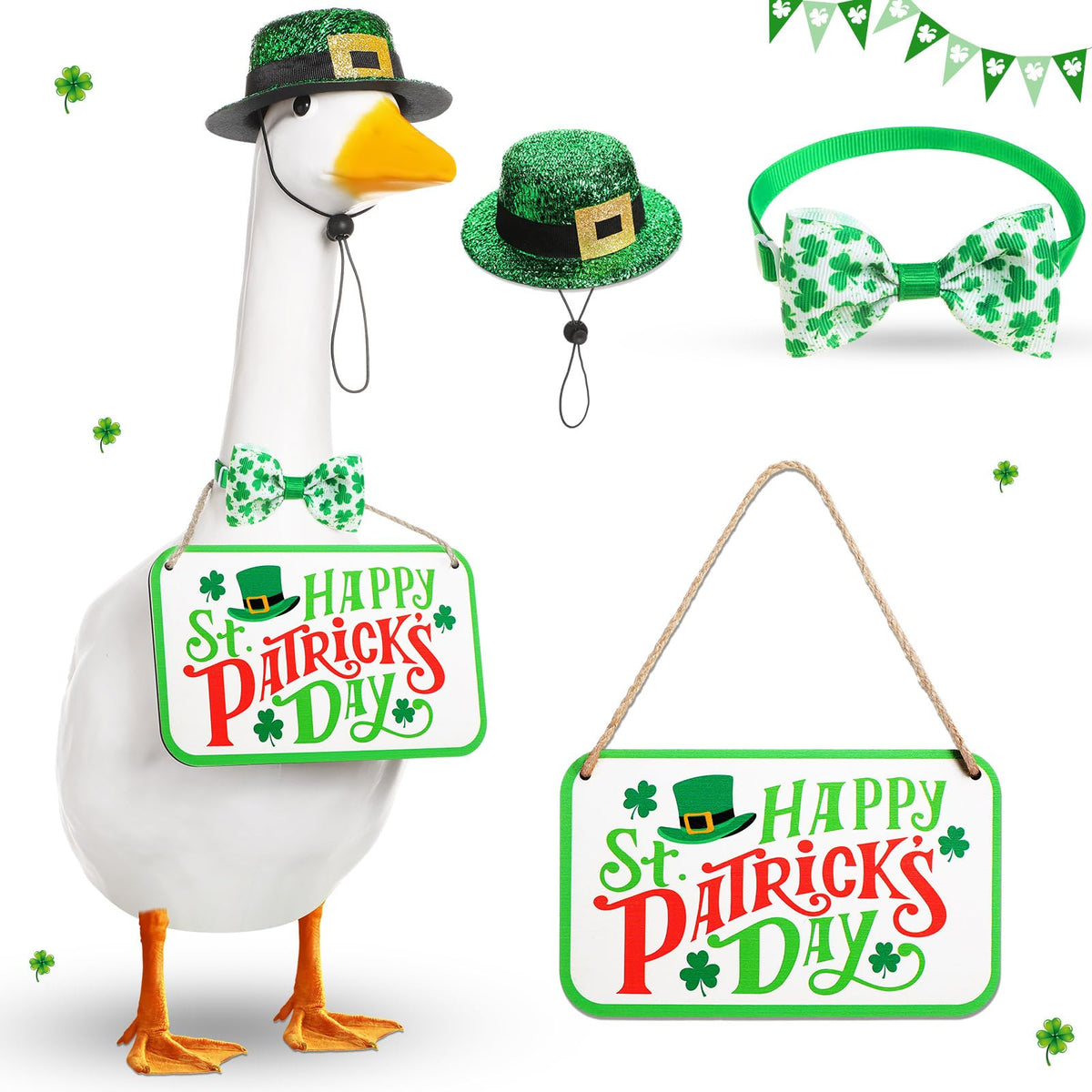 Memorywuu goose sign with St. Patrick's motif brightens outdoor lawn decor