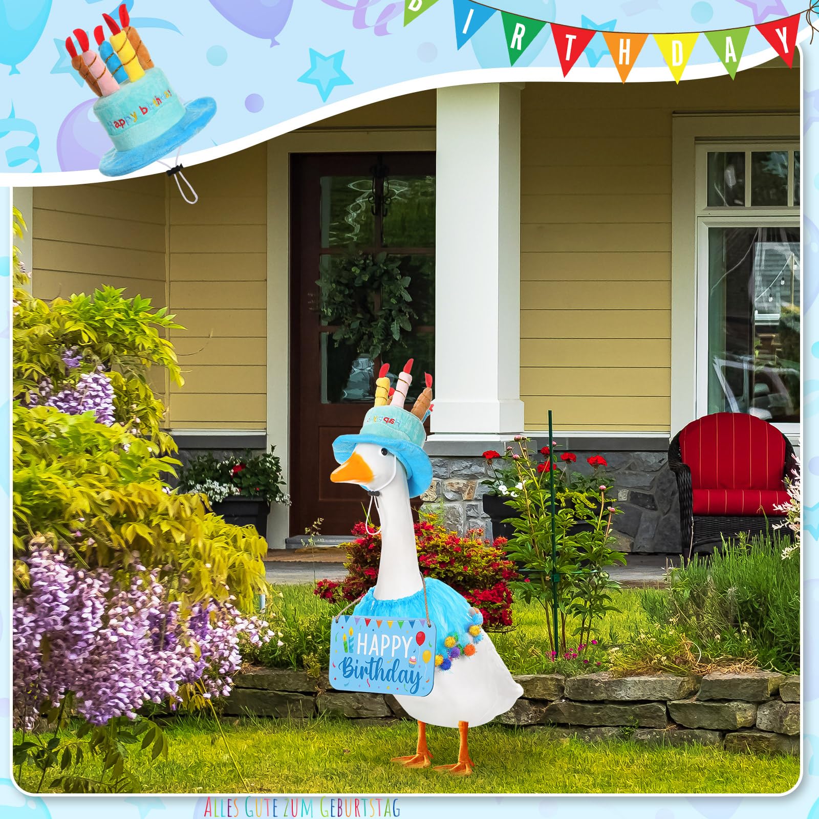 Memorywuu Happy Birthday Goose yard display elevates birthday celebrations.