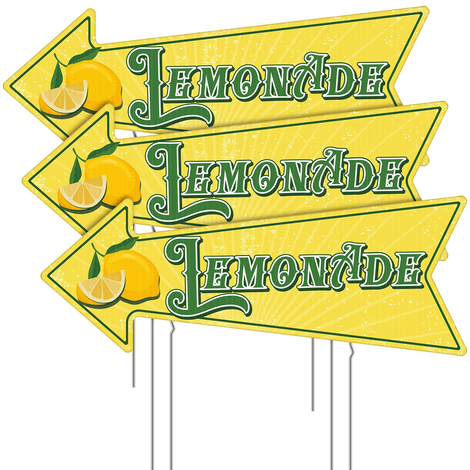 Memorywuu Lemonade Stand Arrow Sign with double-sided visibility.