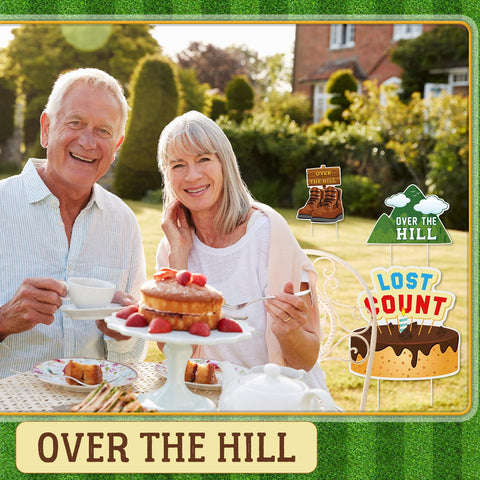 Memorywuu over-the-hill yard sign diary shape adds nostalgic charm to gardens.