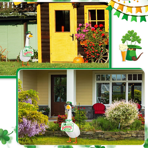 Memorywuu porch goose display enhances curb appeal for seasonal celebrations