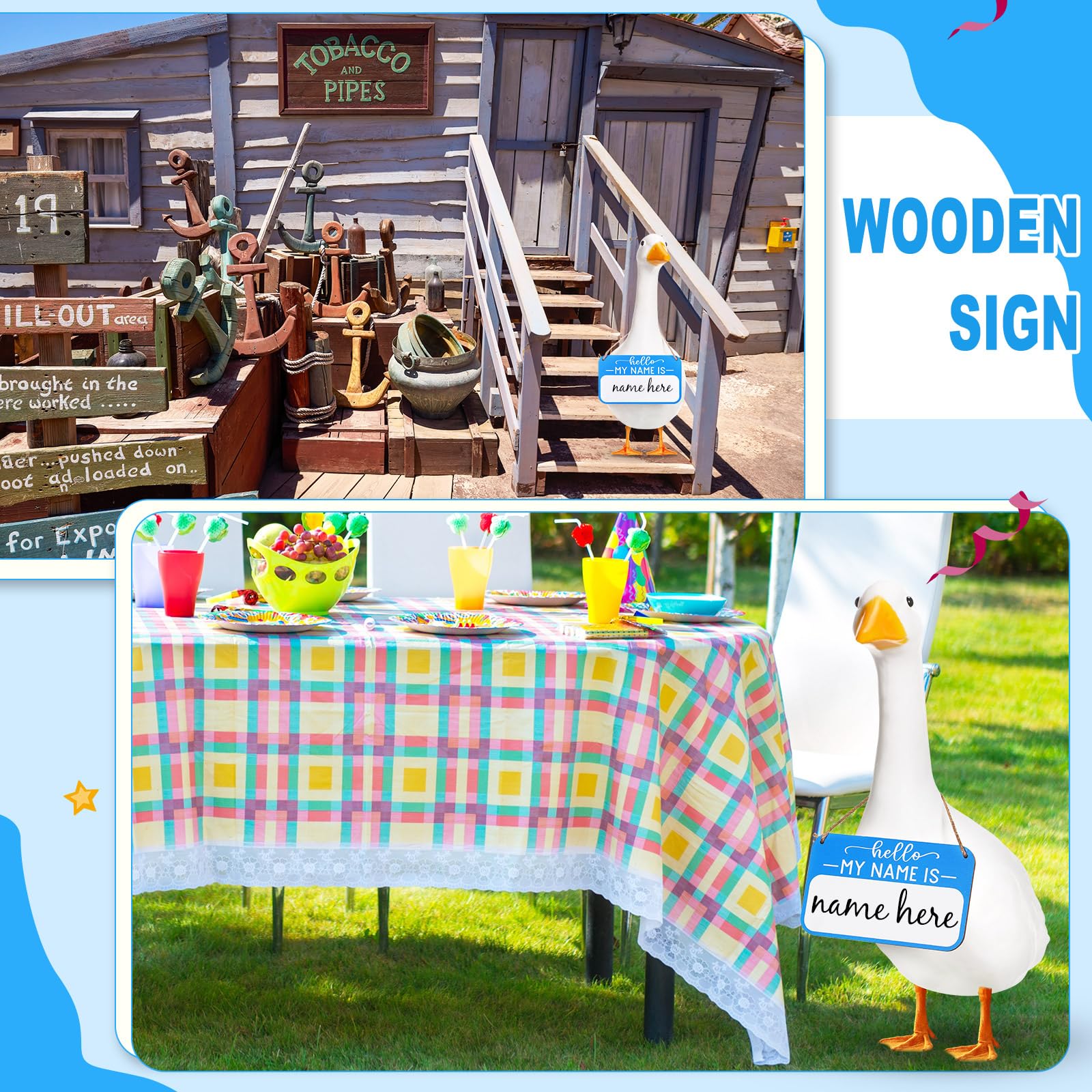 Memorywuu Hello My Name Is sign designed to fit 23 inch geese