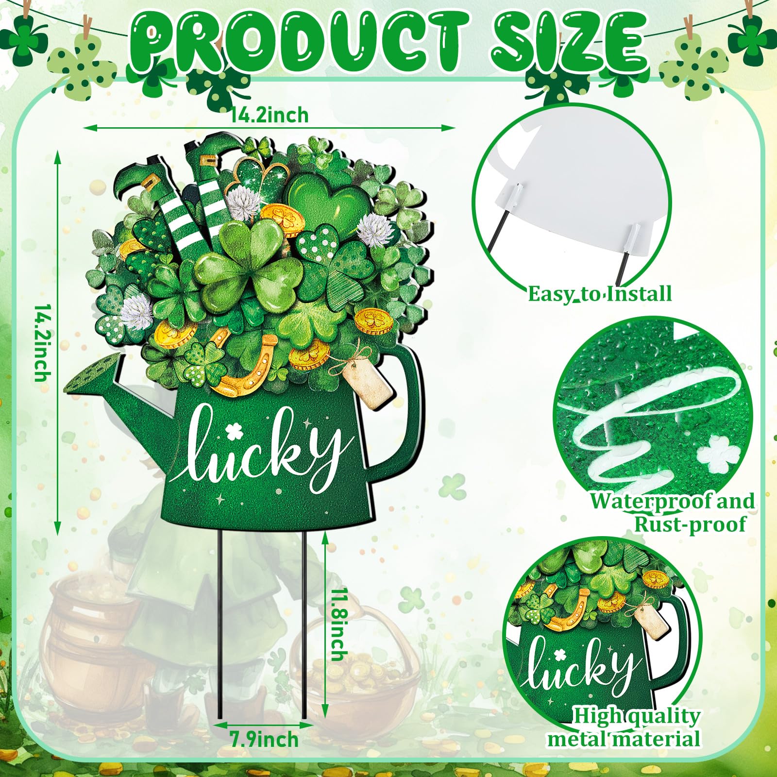 Memorywuu shamrock yard stake ensures a durable lawn display.