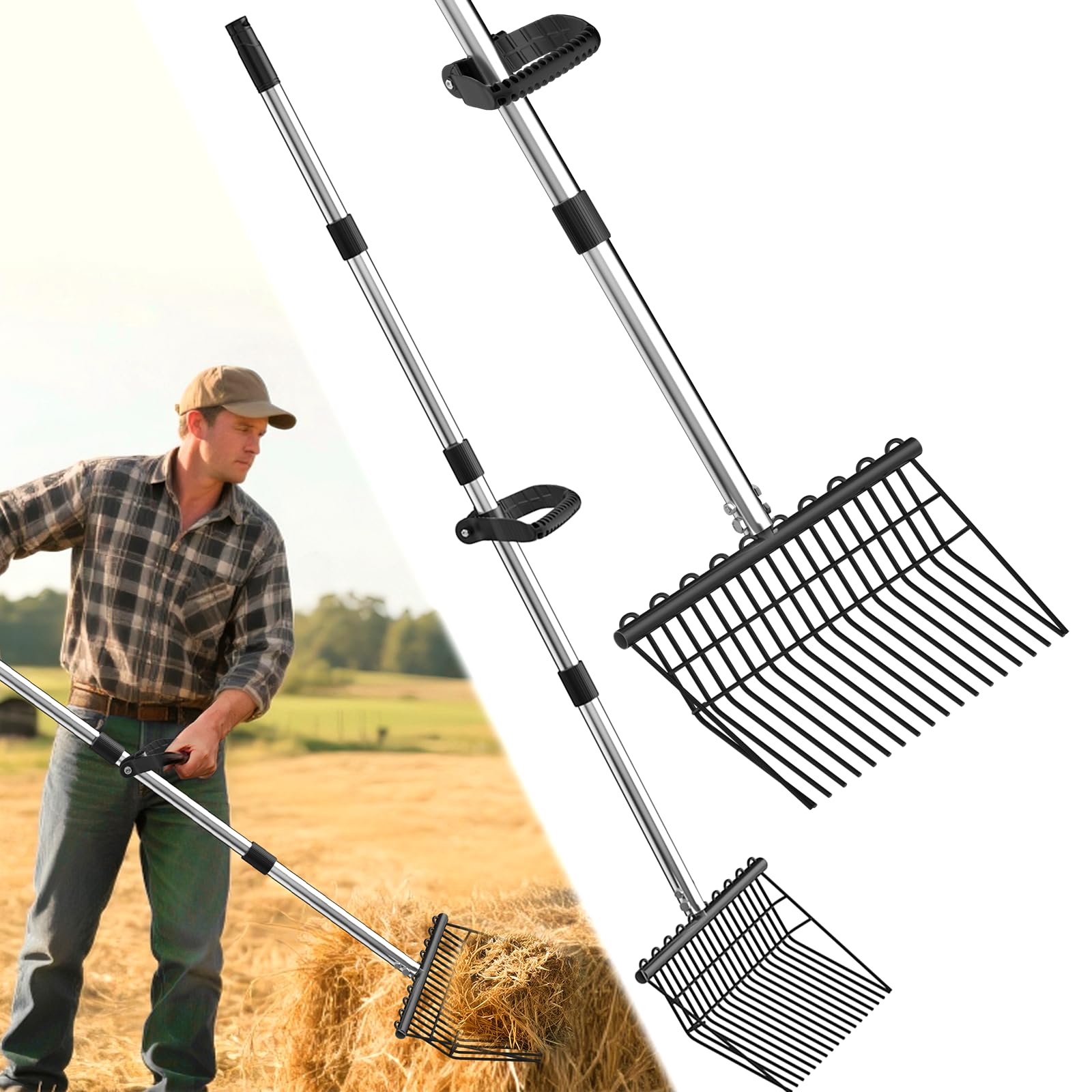 Mengbei pitchfork with 18 tines for efficient garden debris management