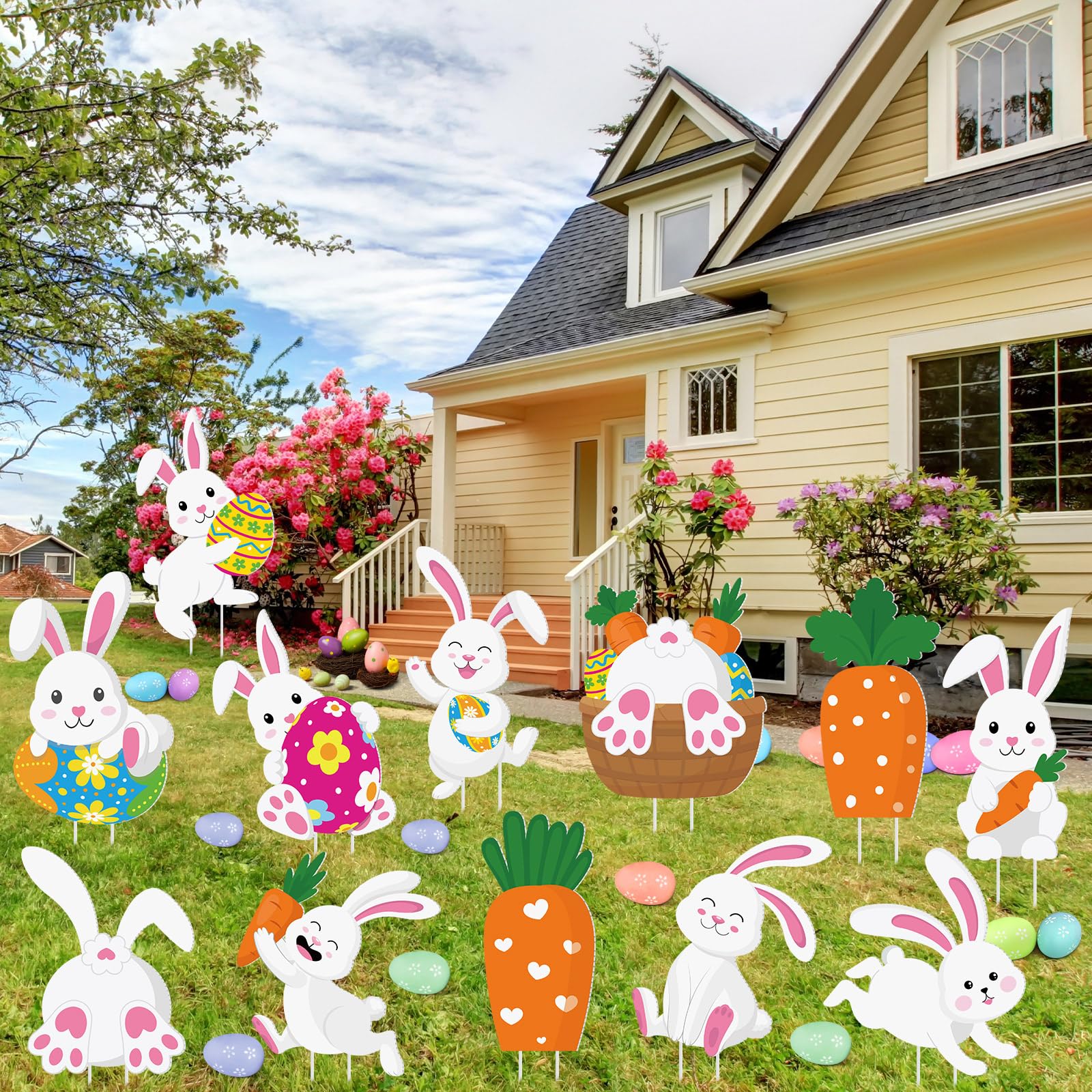 Menkxi garden signs set creates cohesive spring decor across outdoor spaces.