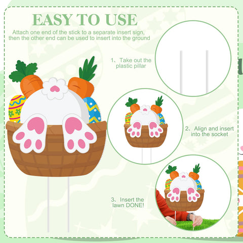 Menkxi carrot sign stake set keeps decorations securely in place outdoors.