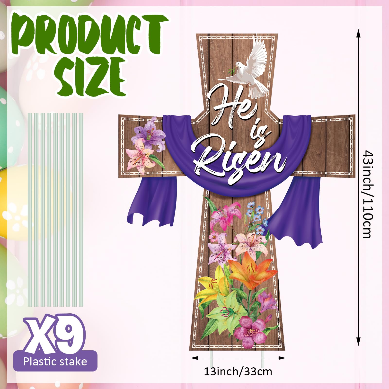 Menkxi waterproof cross yard decor with honeycomb panel resists weather