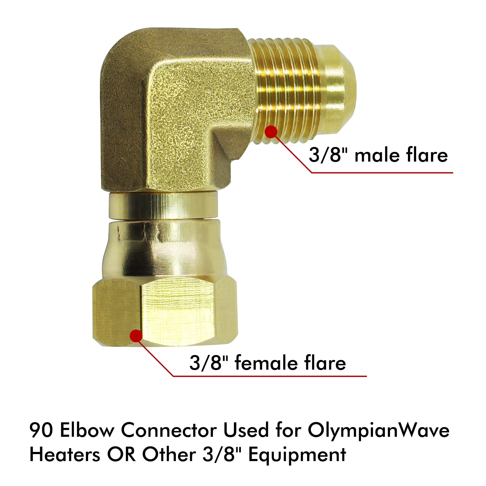 MENSI 3-8 flare connector fits grills and heaters with 3-8 flare threads