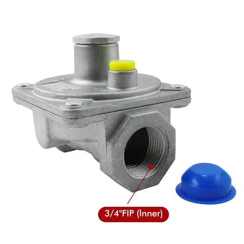 MENSI natural gas regulator inlet-outlet 3/4-inch NPT shows easy piping fit.