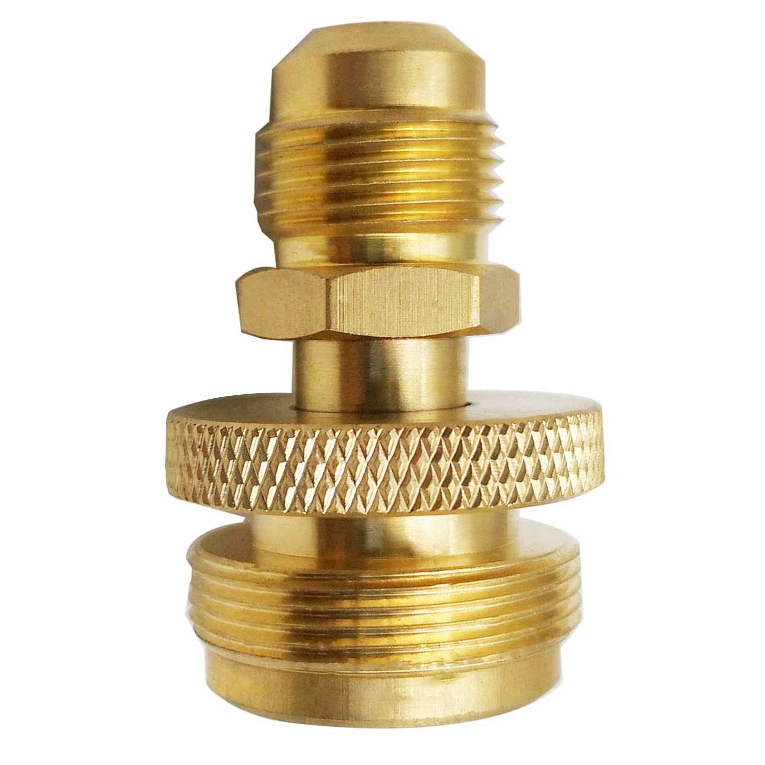 MENSI 1lb regulator to 38 inch flare adapter close-up for reliable connection