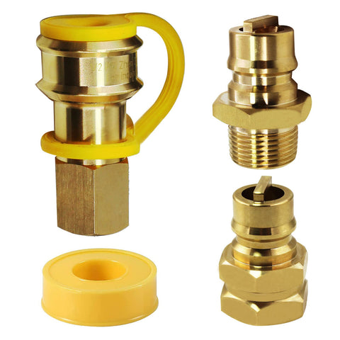 MENSI quick-connect valve with Teflon tape simplifies hose-to-regulator connections.