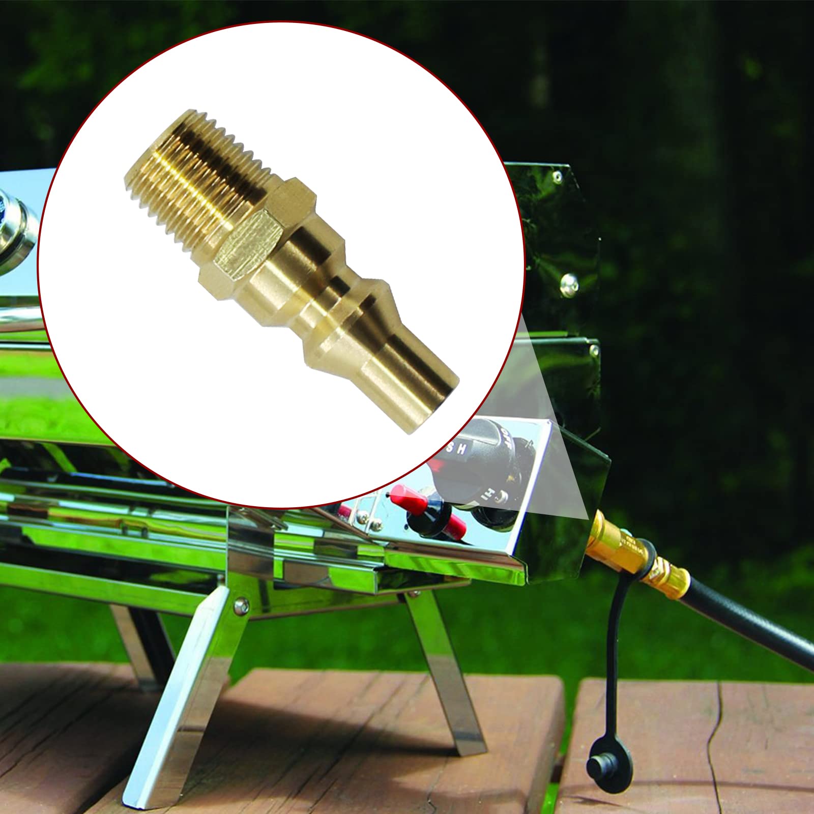 MENSI RV BBQ propane adapter for portable cooking setups.