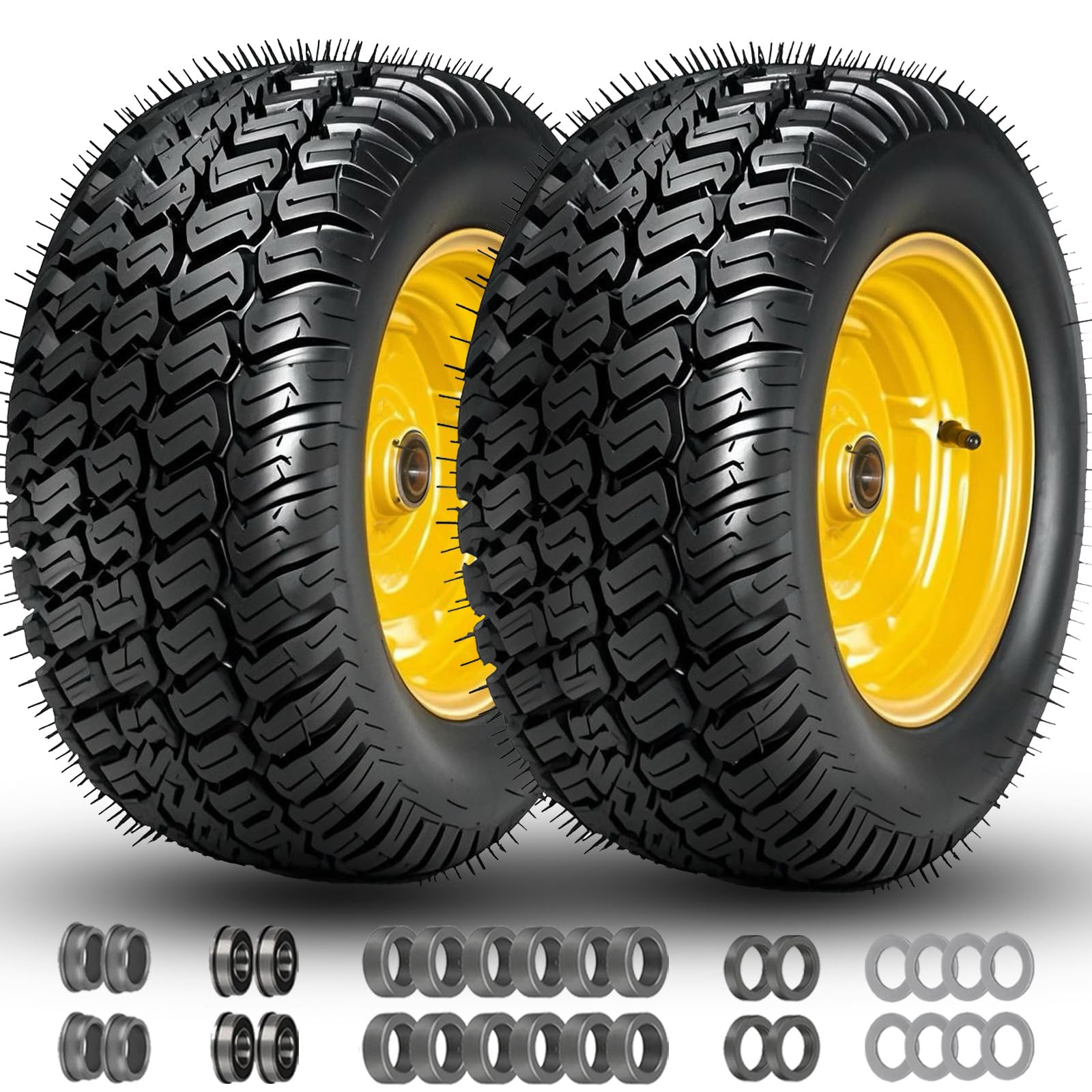 Menxigoc 16x6-50-8 tubeless tire and wheel set for easy lawn mower upgrades.