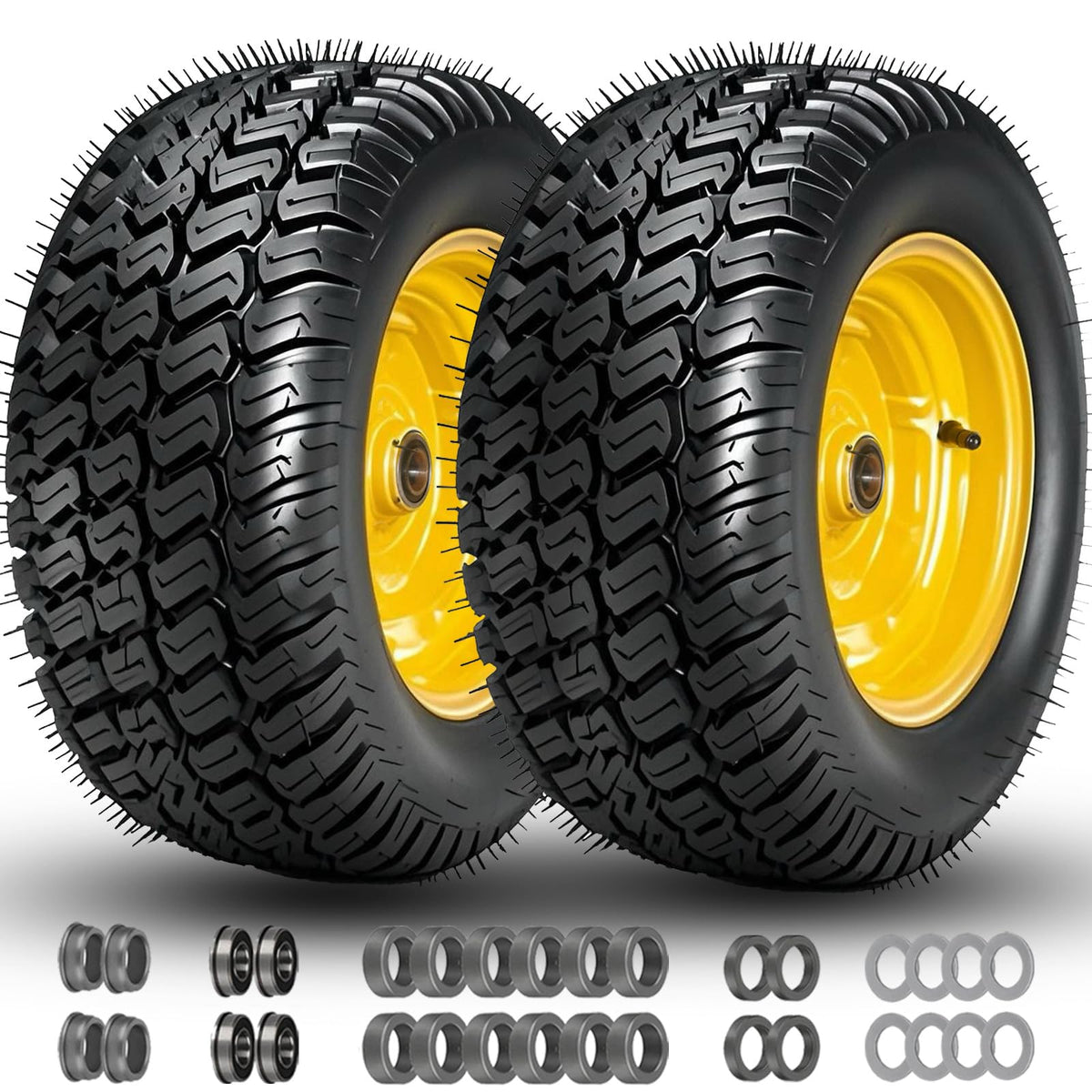 Menxigoc 16x6-50-8 tubeless tire and wheel set for easy lawn mower upgrades.