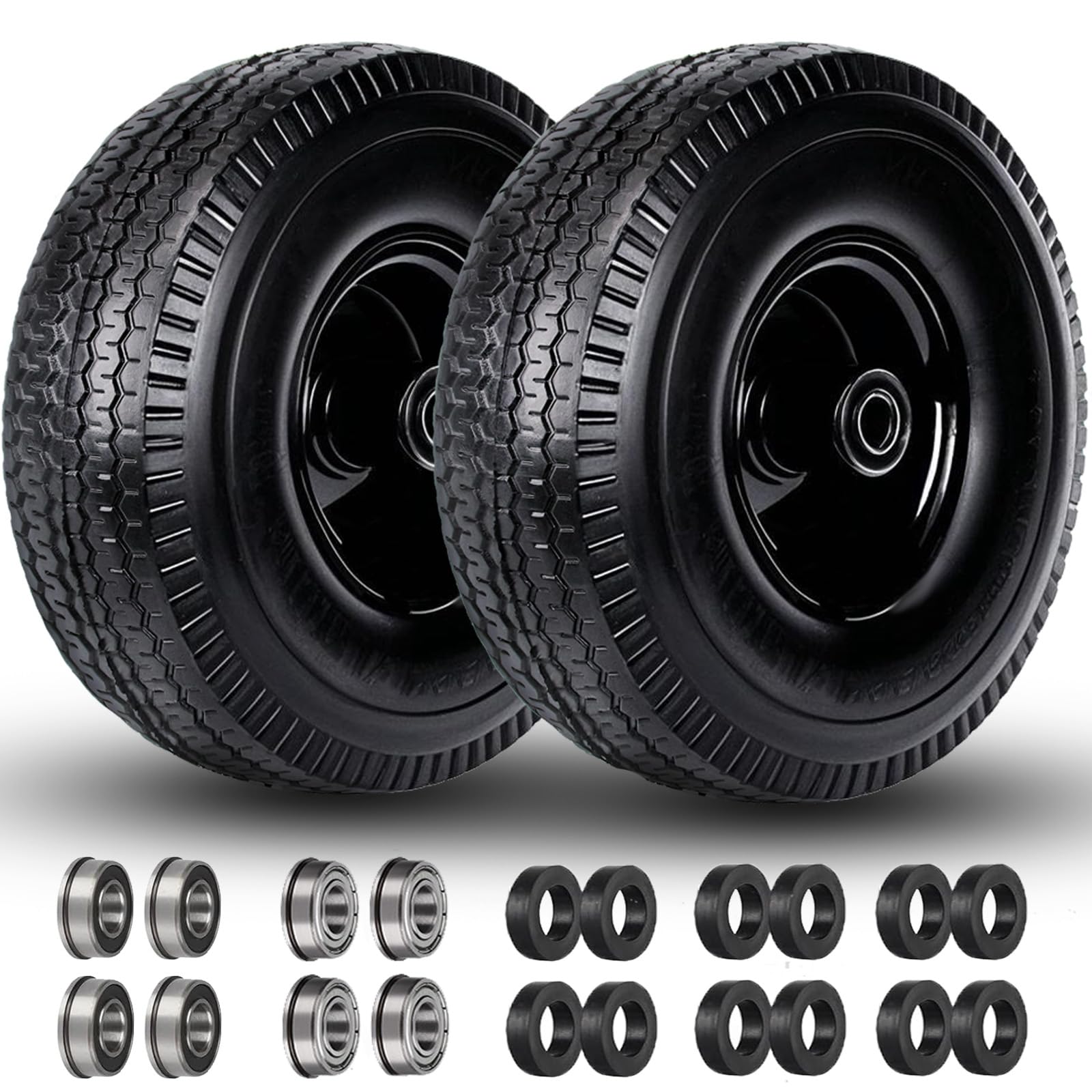 Menxigoc 10 inch tire and wheel with flat-free PU for lawn mowers and carts