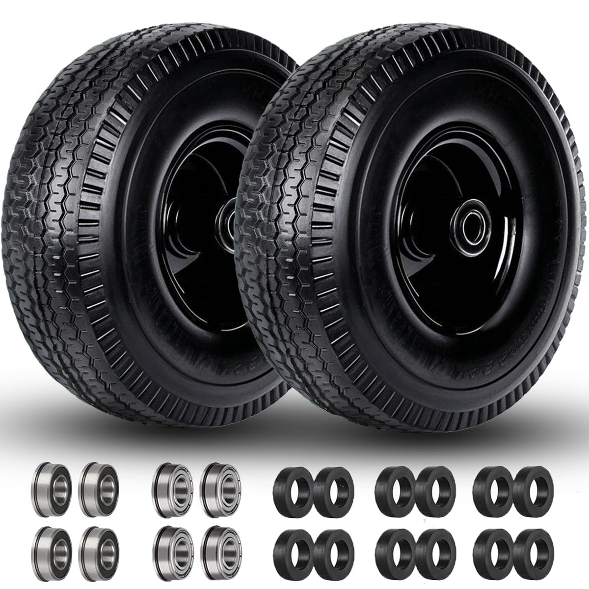 Menxigoc 10 inch tire and wheel with flat-free PU for lawn mowers and carts