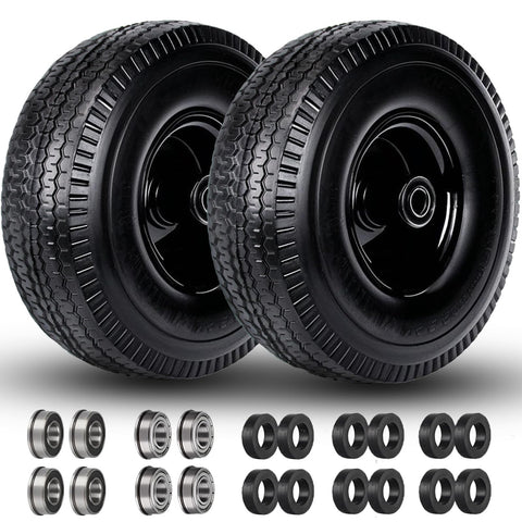 Menxigoc 10 inch tire and wheel with flat-free PU for lawn mowers and carts