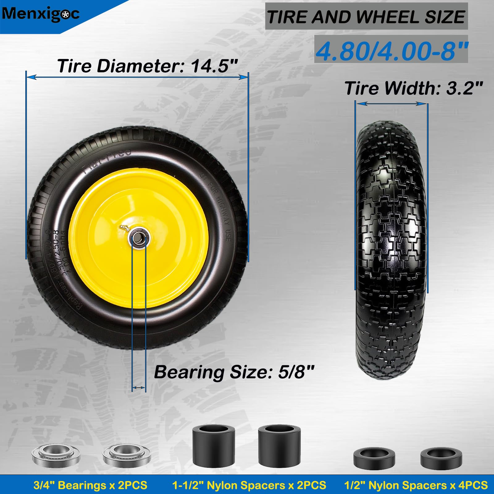 Menxigoc 8-inch rim with steel hub ready for rugged use.