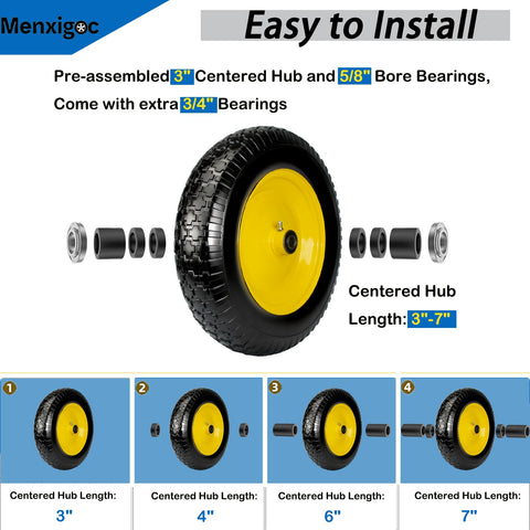 Menxigoc PU-tire on rough terrain atop a wheelbarrow.