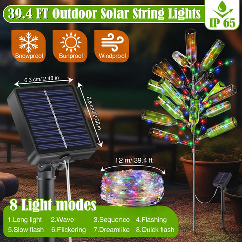 Meonum Bottle Tree solar lights wrap around branches delivering warm illumination without wires