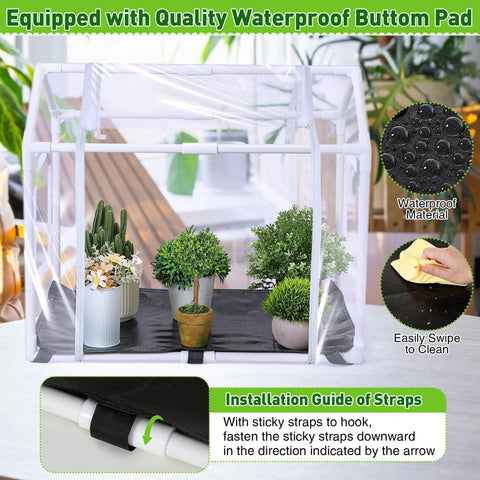 Meonum mini greenhouse roll-up door enables quick temperature control.
