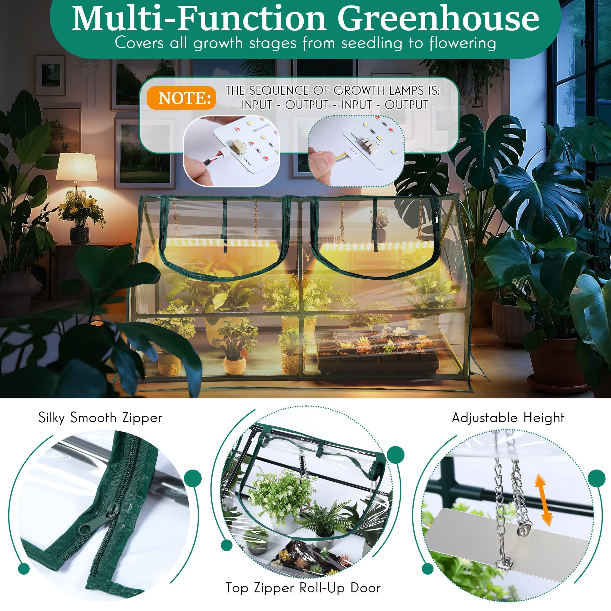 Meonum zippered door enables easy watering access and plant care