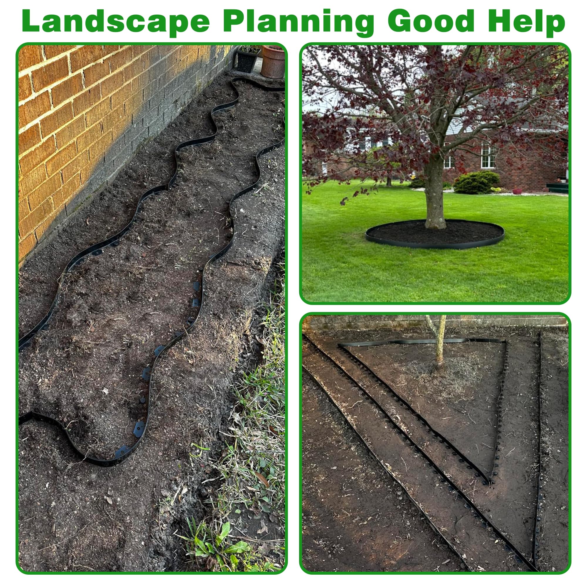Meoslss black edging border blends with landscape while remaining visible.