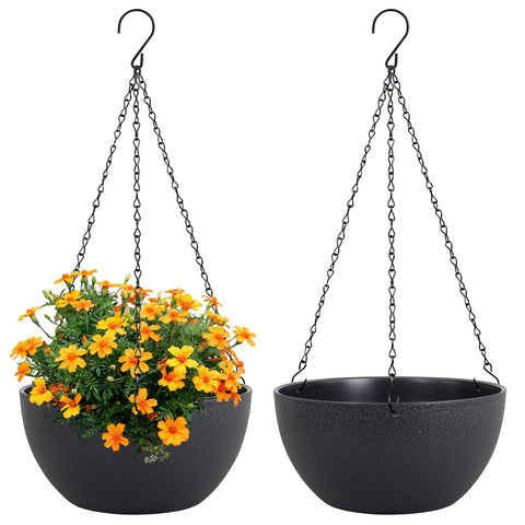 Meowell 10-inch black hanging planter for indoor or outdoor display