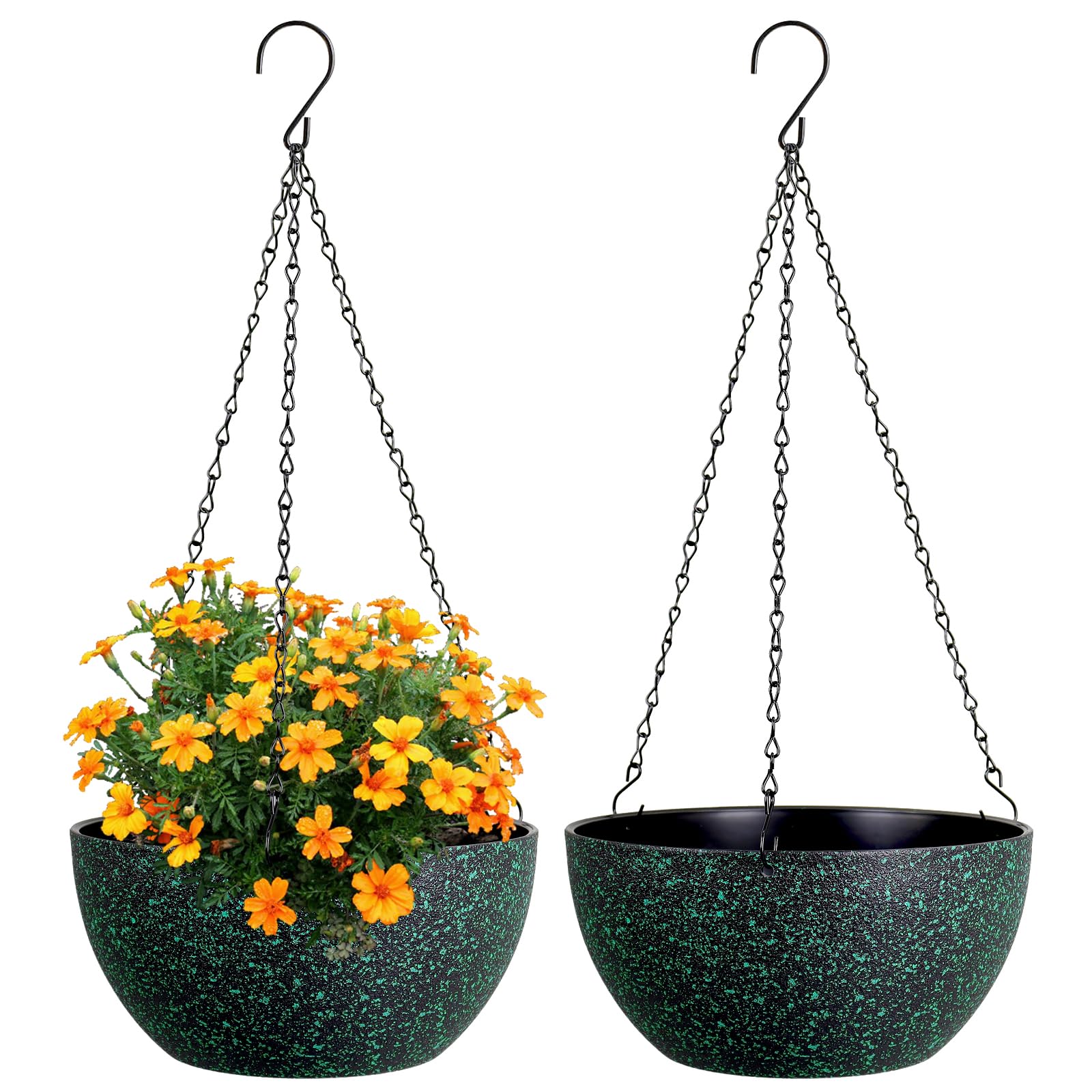 Meowell 10-inch hanging planter with drainage holes supports healthy indoor plants.