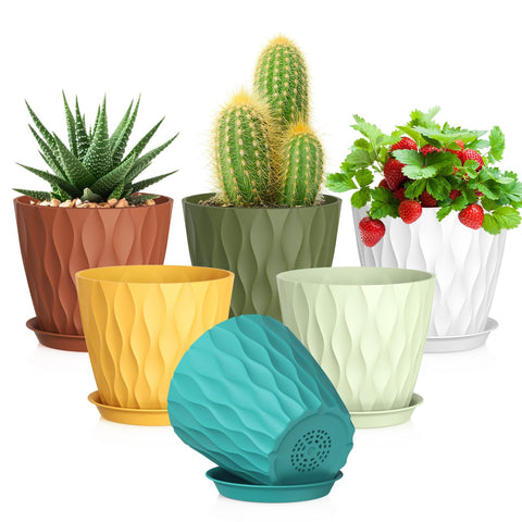 Meowell 5-inch plant pot with wave texture for a modern display and seed starting