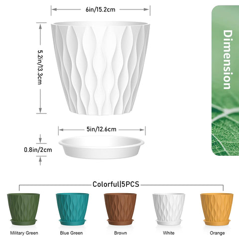 Meowell 6-inch water ripple planter shows drainage holes and saucer for tidy watering