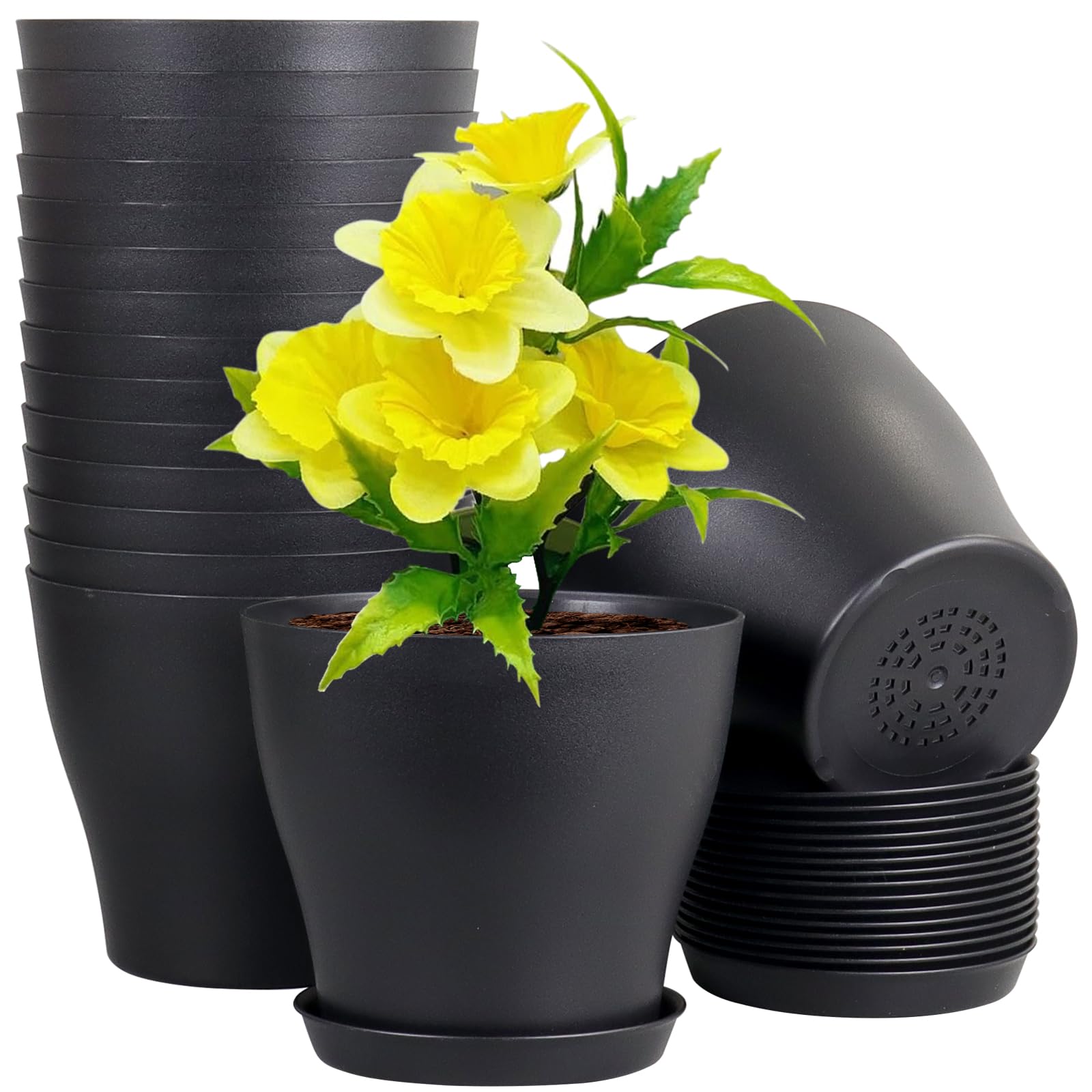 Meowell 6-inch plastic nursery pot with drainage holes for healthy seedling growth.