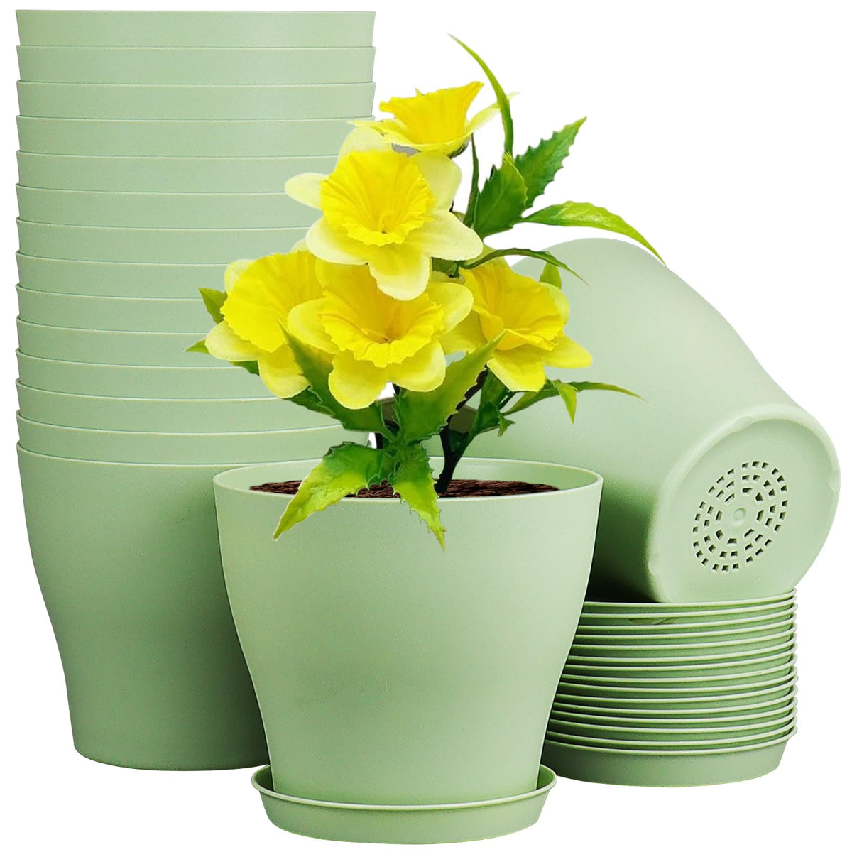 Meowell 6-inch plastic nursery pot with durable design for indoor gardening.