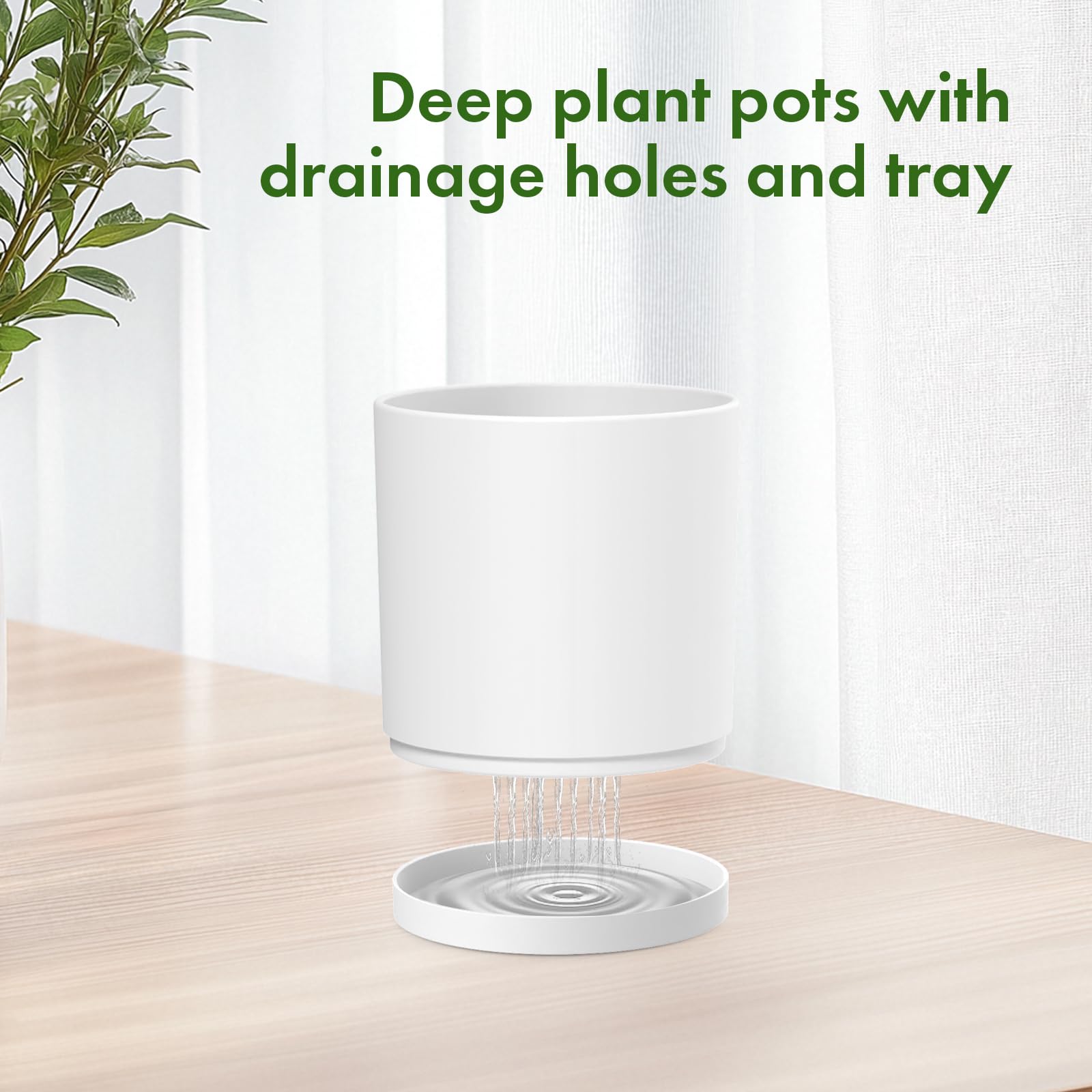 Meowell 7-inch tall cylinder plant pot for ZZ plants and accents.