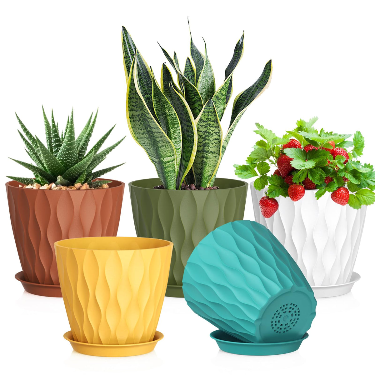 Meowell 7-inch planter with wave texture for stylish indoor decor
