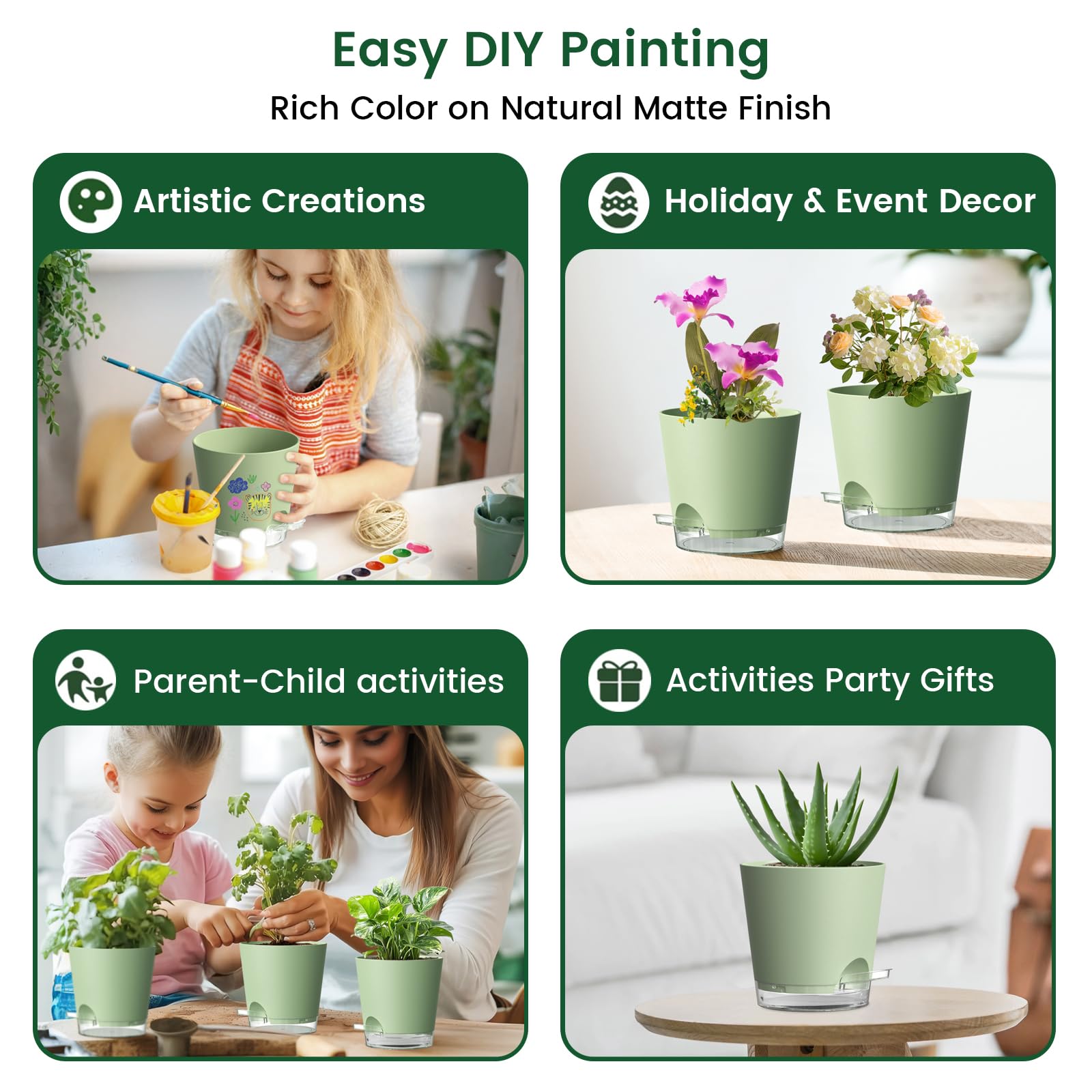Meowell green minimalist planter suits indoor and outdoor spaces.