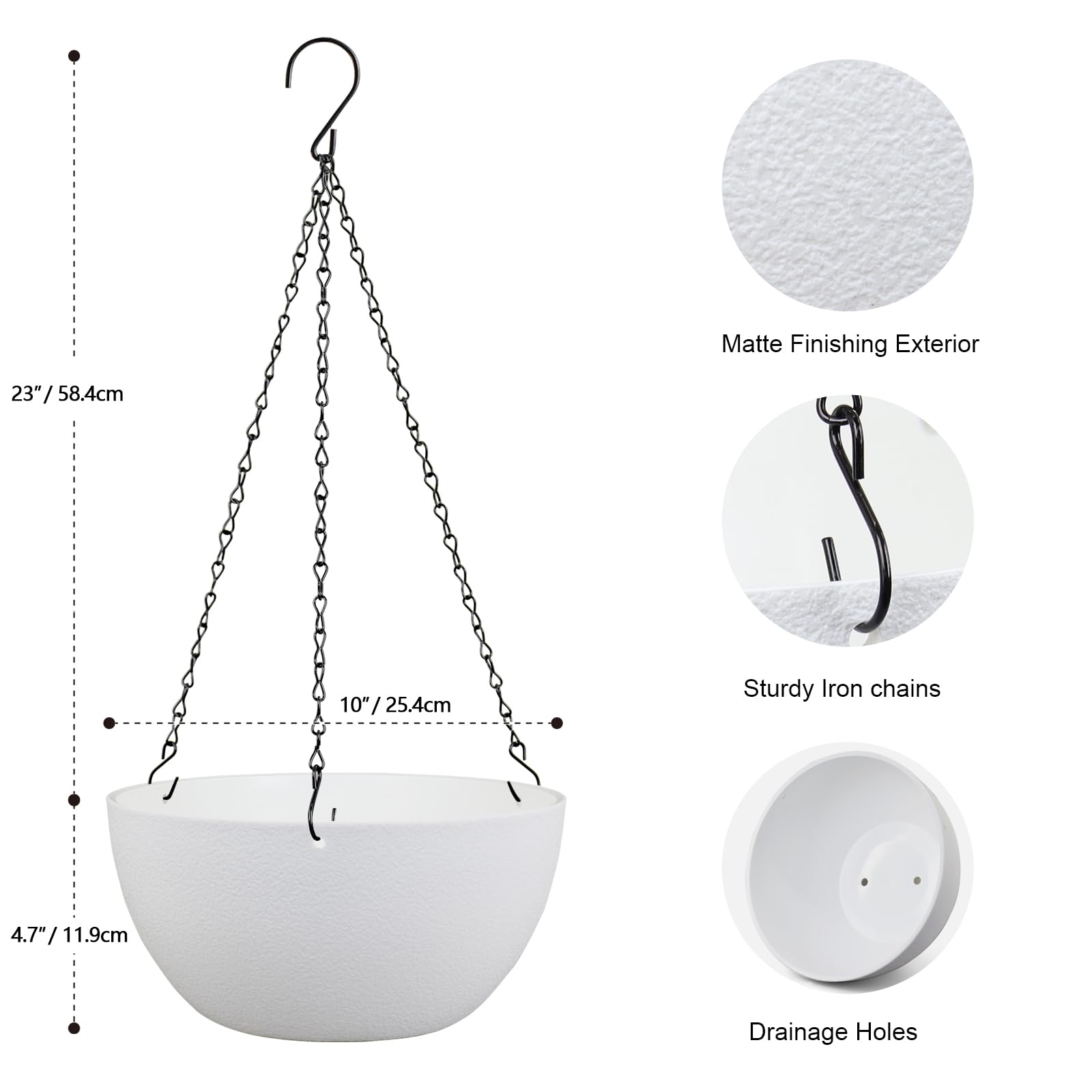 Meowell hanging planter with included chain for outdoor balcony setup