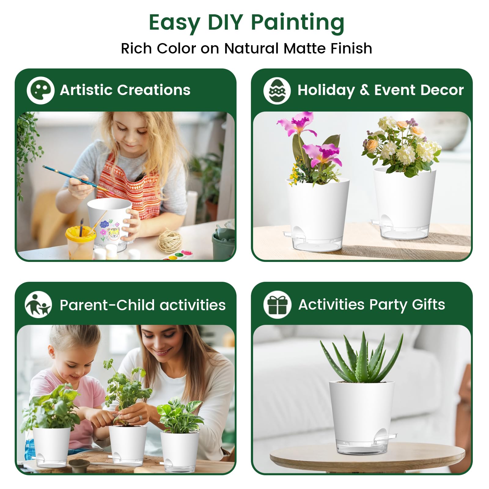 Meowell minimalist indoor plant decor in white suitable for windowsills and desks.